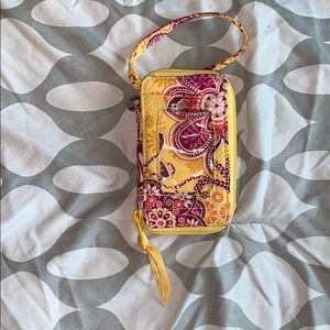 VERA BRADLEY yellow floral zip around wallet